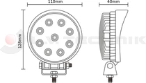 LED work lamp round 9x 3W