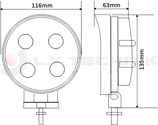 LED work lamp round 4x 5W