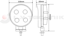 LED work lamp round 4x 5W