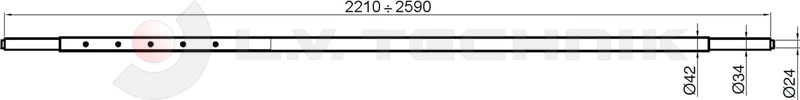 Teherkitámasztó rúd sínbe 2210-2590