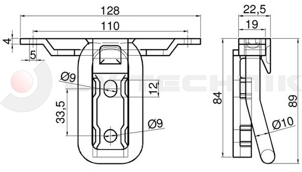 Lashing ring cast iron housing