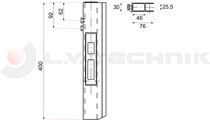 Pinned lock 400mm with ledge left