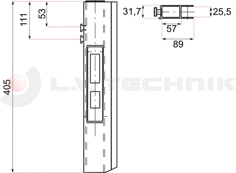 Pinned lock 400mm OpenTop left