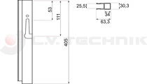 Pinned lock counterpart 400mm OpenTop left