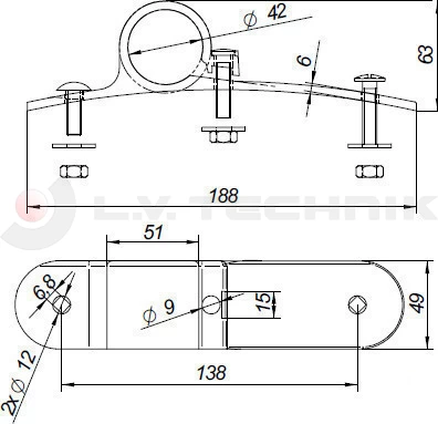Sárvédő-konzol műanyag fix 42mm