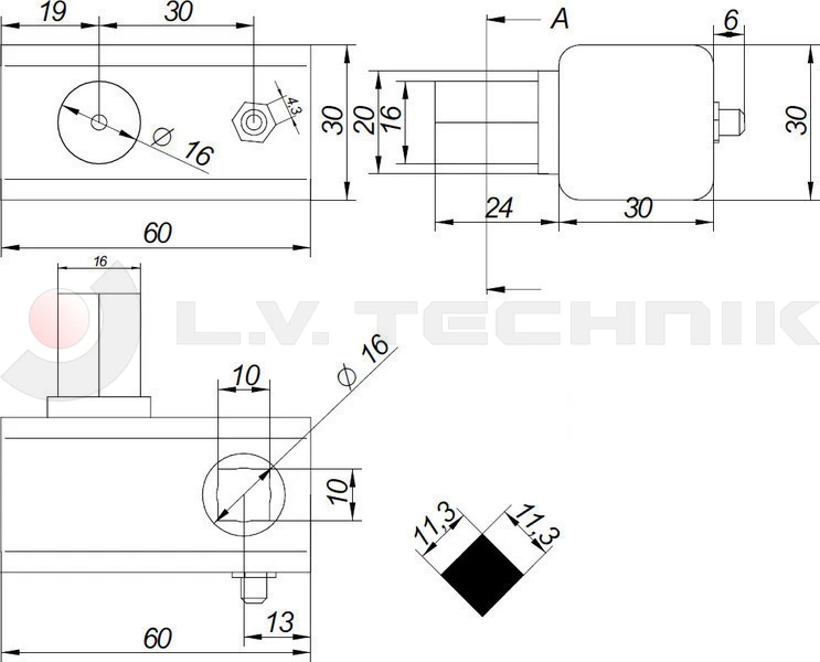 Curtain tensioner 12x12 squared