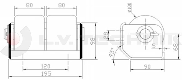 Horizontal rear 2 rolling bumper in a steel bushing