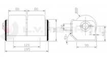 Horizontal rear 2 rolling bumper in a steel bushing