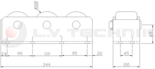Vertical roller bumpers (triple) with zinc plated housing