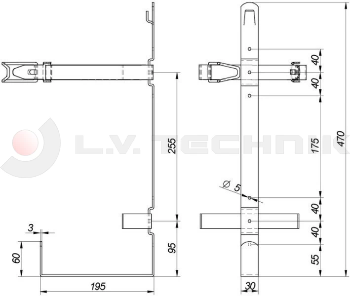Fire extinguisher support 3-9kg