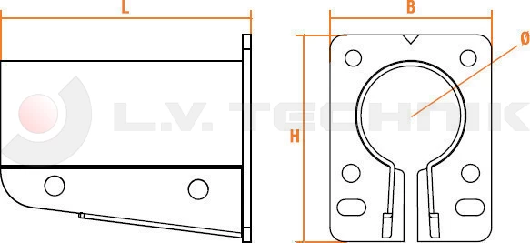 Mudguard support tube bracket 54mm