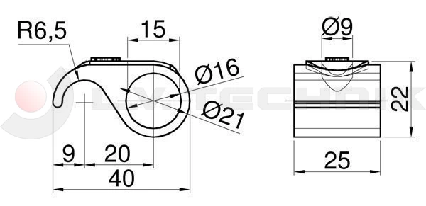 Tipper hinge hook 16/21mm