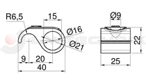 Tipper hinge hook 16/21mm