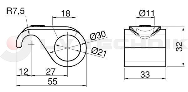 Tipper hinge hook 21/30mm