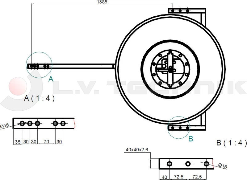 Wheel carrier for 385/65 R22,5 light