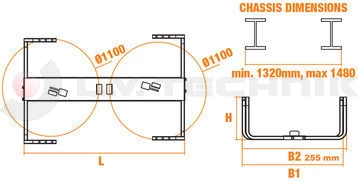 Wheel carrier double 1740x498x1190