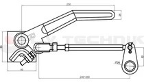 Over-center tipper lock 300mm with 26mm ring right