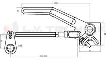 Over-center tipper lock 300mm with 26mm ring left