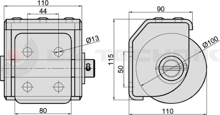 Horizontal roller bumper with zinc plated housing