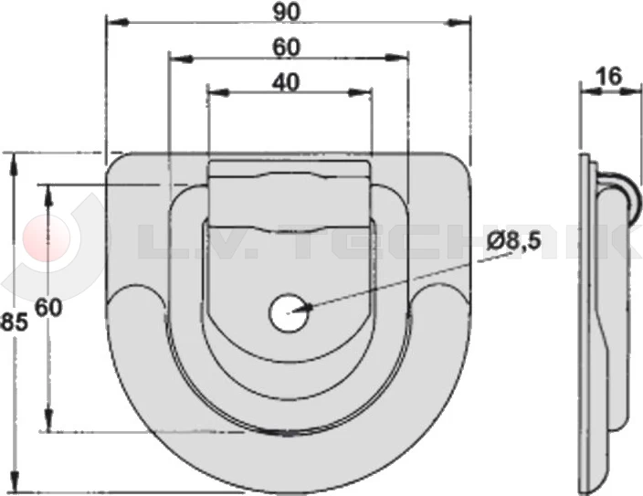 Rögzítő fül tányéros féloldalas INOX