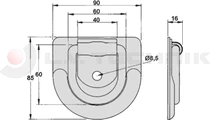 Lashing ring with plate one-sided inox