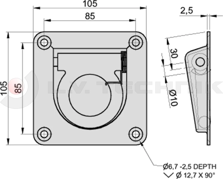 Rögzítő fül 105x105mm