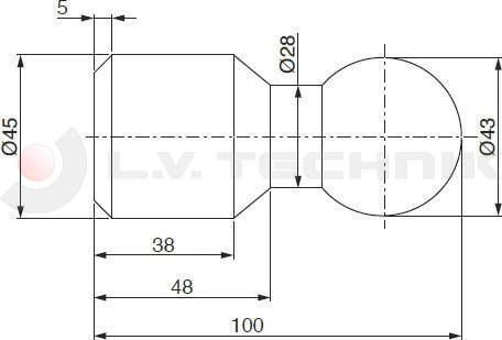 Tipping ball set 43mm horizontal 2t