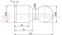 Tipping ball set 43mm horizontal 2t