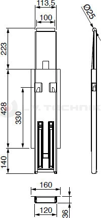 Middle pillar 400/500 25mm TOP without upper part