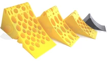 Homologated Yellow Plastic Chock New 335x122x147 with metal insertion