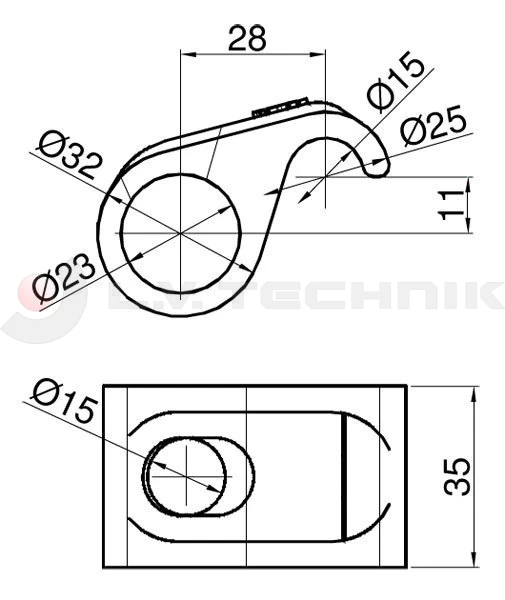 Tipper hinge hook DG wide