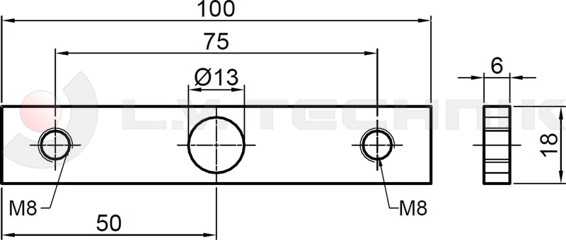 Steel sheet 75mm 100x18x6