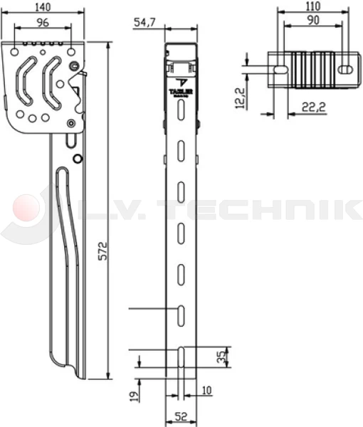 Aláfutásg.tartó kihajth.572mm Magnelis® Takler