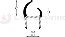 PVC rubber profile 20mm (grey) 3,2m