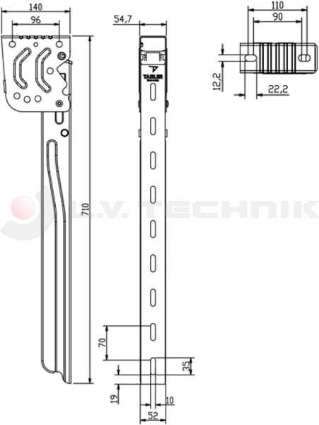 Lateral protection holder 710mm v2