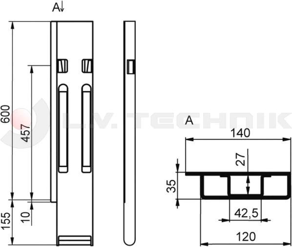 Pillar Kinnegrip K20 600 rear left