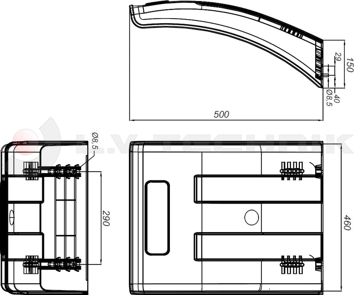 Mudguard 460x600x150 straight