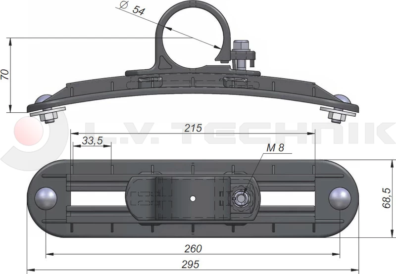 Sárvédő-konzol műanyag állítható átm 54mm