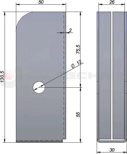 Pocket for tarpaulin profile to weld 130x50