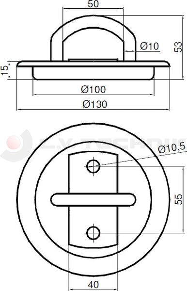 Lashing ring with plate