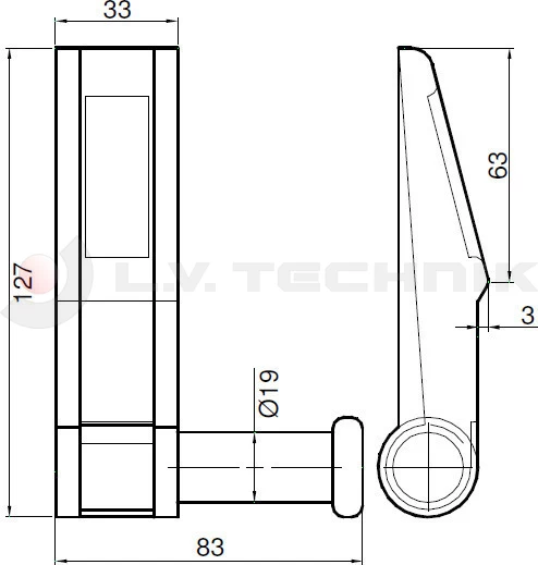 Tipper hinge right