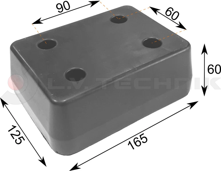 Rubber buffer 165x125x60 4 holes