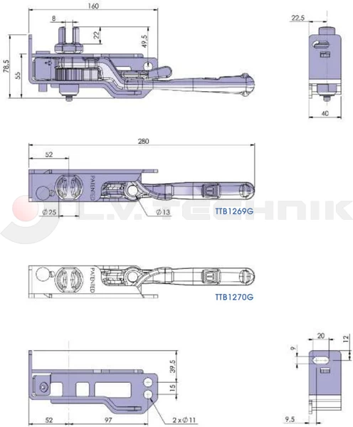 Curtain tensioner THIRIET cutted left