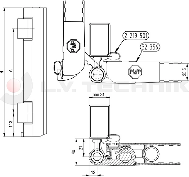 Zsanér PWP alu 800mm bal