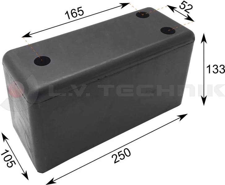 Ütközőgumi 250x105x133 3 furatos Schmitz