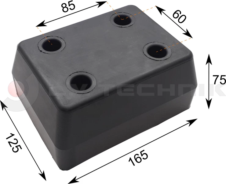 Rubber buffer 165x125x75 4 holes