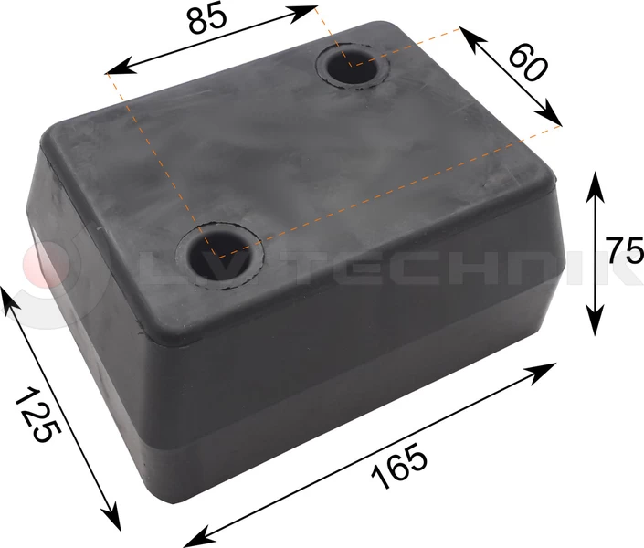 Rubber buffer 165x125x75 2 holes