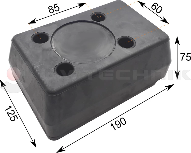 Rubber buffer 190x125x75 4 holes