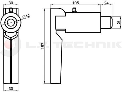 Lock handle 25mm