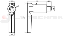 Lock handle 25mm